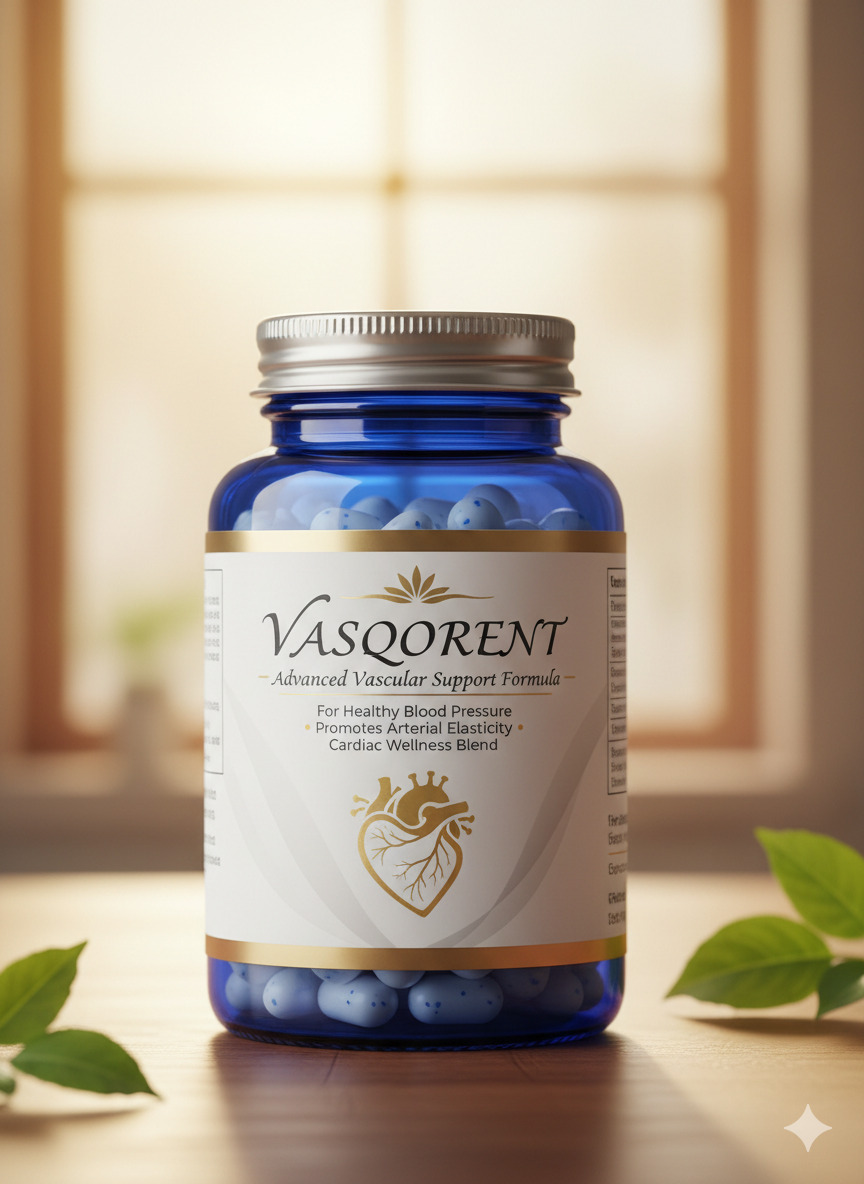 Vasqorent dietary supplement bottle for healthy blood pressure support